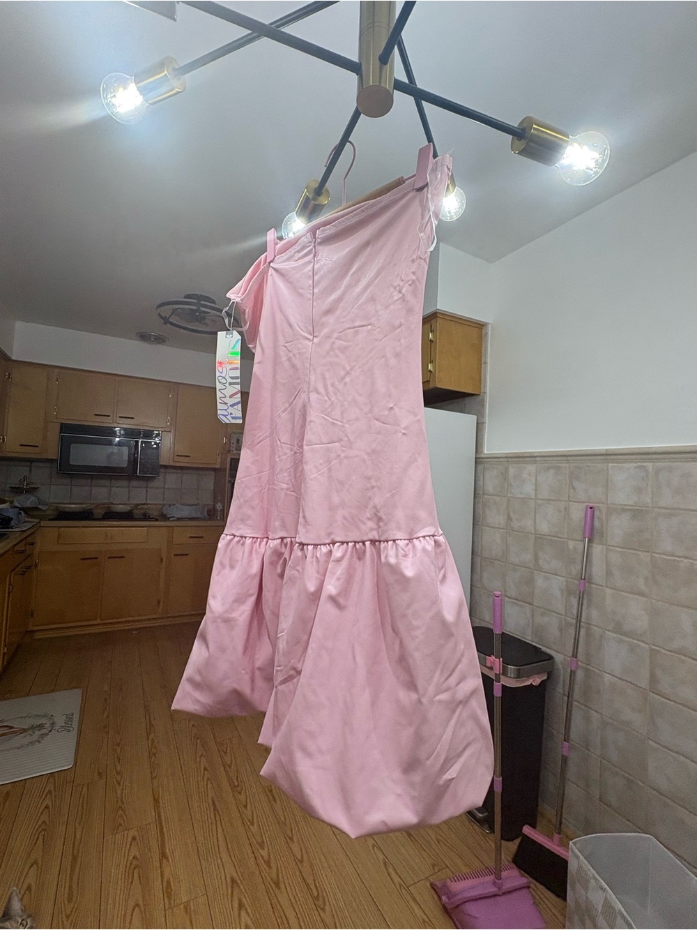 Woman’s Pink Ruffle Hem Dress - Soft Cotton Blend